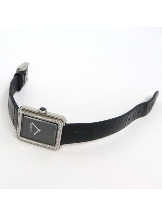 Chanel Boyfriend H6586 Black Diamond Bezel SS Leather Quartz main image 4